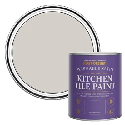 Image of Rust Oleum Grey water resistant Kitchen Tile Paint in Satin Finish Babushka 750ml