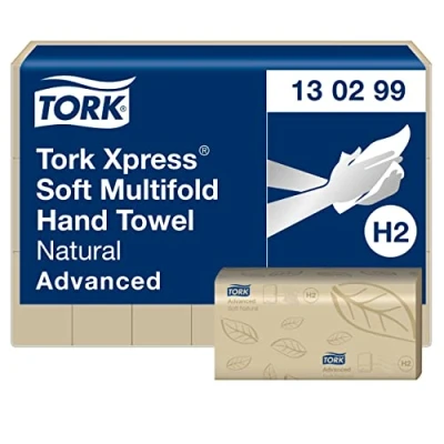 Image of Tork Xpress Soft Multifold Hand Towels Natural H2, Advanced, Tear Resistant, 2 Ply, 21 x 180 Sheets, 130299