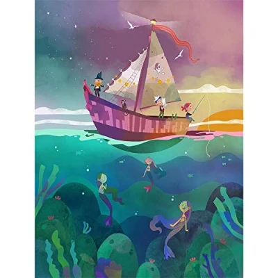 Image of Wee Blue Coo Pirates Mermaids Unframed Wall Art Print Poster Home Decor Premium