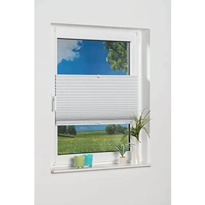 Image of K home Pleated Blackout Blind, Polyester, White, 90 x 130 (W L)