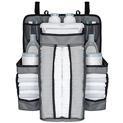 Image of Diaper Organizer, Sunzit Baby Nursery Organizer Multifunction Bedside Hanging Bag Crib Storage for Stuffed Toys Nappies Milk Powder Moist Toilet Tissue Towels Clothes
