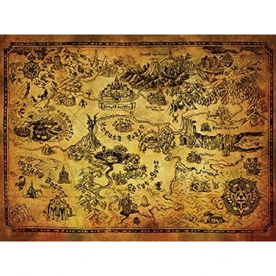 Image of The Legend Of Zelda &quot;Hyrule Map&quot; Canvas Print, Cotton, Multi Colour, 3.20 x 60.00 80.00 cm