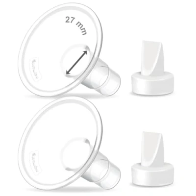 Image of Maymom Pump Valve &amp; MyFit 21mm Shield Compatible with Lansinoh Breast Signature Pro/Smartpump/Manual Pump. Replace Valve. Not Original Part (27mm Shield+Valve)