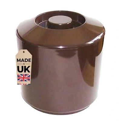 Image of Chabrias Ltd Round Plastic Ice Bucket With Lid Double Walled Insulation for Bar Pub Man Cave Cooler 4 Litres UK Made (Brown)