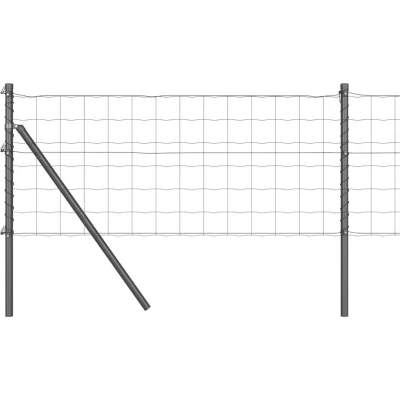 Image of vidaXL Euro Fence with 13 Posts 0.4x50 m Galvanised Steel Grey