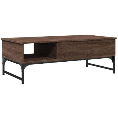 Image of vidaXL Coffee Table Brown Oak 100x50x35 cm Engineered Wood and Metal