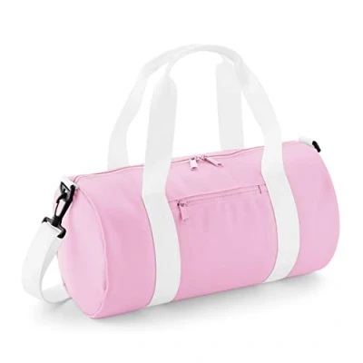 Image of BagBase BG140s Mini Barrel Bag Classic Pink/White