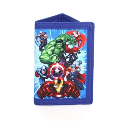 Image of William Lamb Kids Children&#039;s Avengers Exclusive Premium Quality Tri Fold Wallet Coin Purse Blue