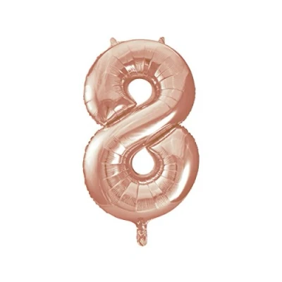 Image of Rose Gold Number 8 Shaped Large Foil Balloon (86cm) 1 Piece Perfect for Birthday Parties and Special Events