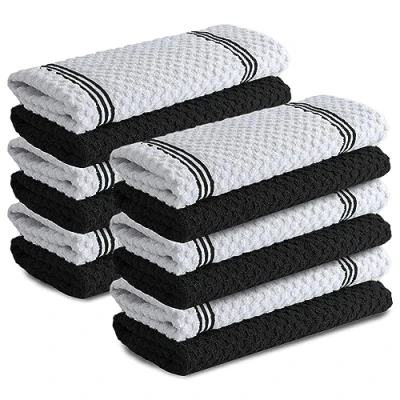 Image of Infinitee Xclusives Premium Kitchen Towels [Pack of 12] 100% Cotton Hand (15 x 25 Inches) Dish for Storm Black