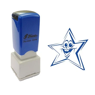 Image of Smiley Star Teacher Stamp or Craft Stamp. Self inking. 11mm. (HS022)