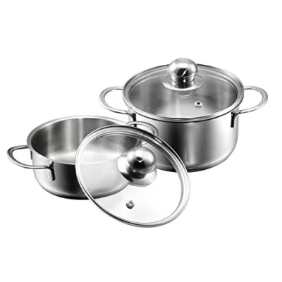 Image of KOPF Parvus Mini Cooking Pot Set with Glass Lids, Stainless Steel, Diameter Each 14 cm, 2 Piece