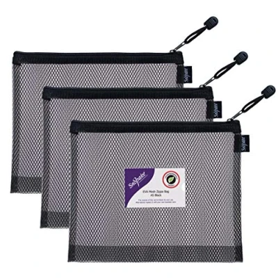 Image of Snopake A5 High Capacity Black EVA Mesh Zippa Bag [Pack of 3] 255 x 205mm Heavy Duty with Hanging Loop and Business Card Holder [15880]