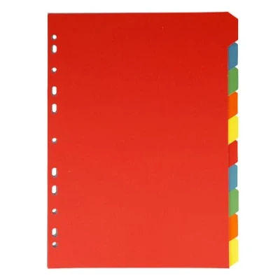 Image of Westcott tabs for A4 folders dividers Binders 10 Coloured in 5 Colours as Folder Organiser Sturdy 160g/m² with Euro Perforation E 733312 00