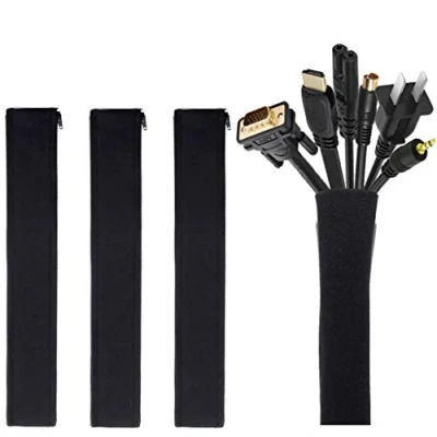 Image of [4 Pcs] JOTO Cable Tidy Management Sleeve, 50 cm long, Wire Hider Cord Organizer System for PC TV Computer Home Entertainment, Flexible Sleeve Wrap Cover