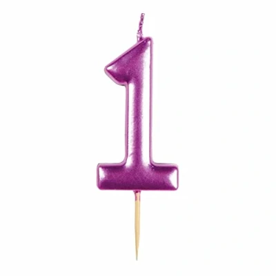 Image of amscan 9911834 Met Pink Numerical Candle 1