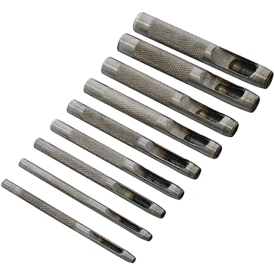 Image of 9 Piece Hollow Punch Set Belt Leather Hole Maker Gasket Card Plastic Canvas