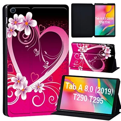 Image of FINDING Case Galaxy Tab A 8.0 2019 T290 T295, Slim Light Cover Stand Hard Shell Folio for inch Tablet Model SM (Wi Fi) T295 (LTE) (love heart)