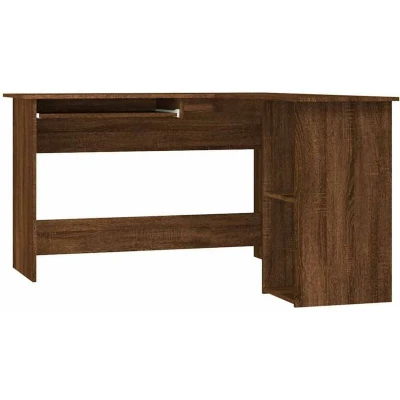 Image of vidaXL Corner Desk Brown Oak 120x140x75 cm Engineered Wood