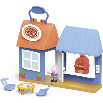 Image of Peppa Pig Peppa’s Adventures Pizza Place Carry and Play Playset Pre school Toy, Includes Figure 4 Accessories, Multicolor, F2169