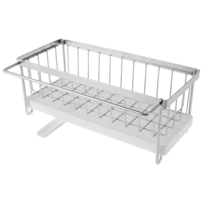 Image of BAODBF Sink Caddy Organizer,Sink Holder 23.5x13.5x9.5cm,Sink Organiser,Kitchen with Drip Tray,Sink Sponge for Sponge,Brush,Dish Soap(silver)