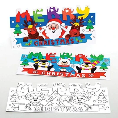 Image of Baker Ross AX472 Christmas Colour In Cards for Kids Pack of 10, Pop Up Festive Card Crafts and Decorations Children