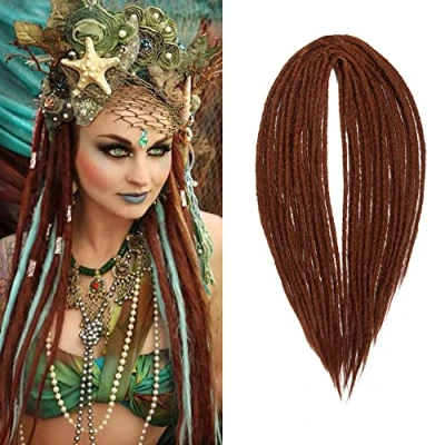 Image of Dsoar Thin 0.6cm Synthetic Dreadlock Extensions Double Ended 20Inch 10 Strands Crochet Hair Long Braids Hip Hop Style Soft Dreads 4#
