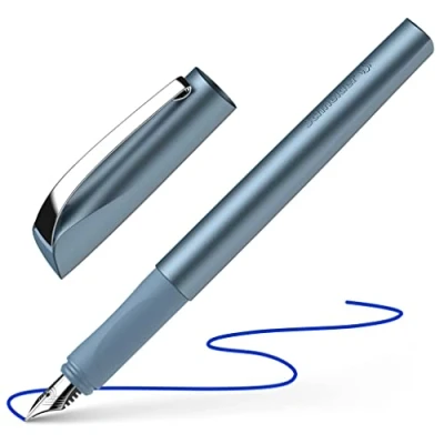 Image of Schneider 168623 Ceod Shiny Fountain Pen (Right and Left Handed Users, Medium Nib, Including Ink Cartridge Royal Blue) Blue