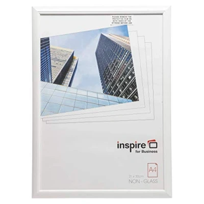 Image of Hampton Frames EASY LOADER Poster Certificate Photo Frame Acrylic (Non Glass) White A4 (21x30cm) EASA4WHP