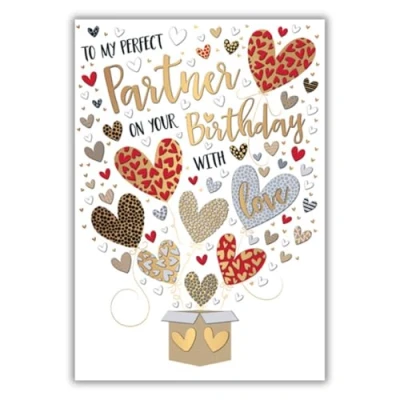 Image of Perfect Partner Birthday Card with Love 9 x 6.25 Inches Words and Wishes