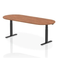 Image of Impulse 2400mm Boardroom Table Walnut Top Black Height Adjustable Leg