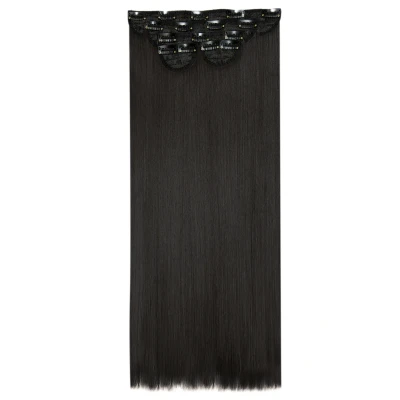 Image of Lullabellz Super Thick Statement Straight Clip In Hair Extensions 5 Piece, 26 Inch Length, Natural Black