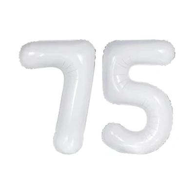 Image of White Number 75 Foil Balloon, 101cm