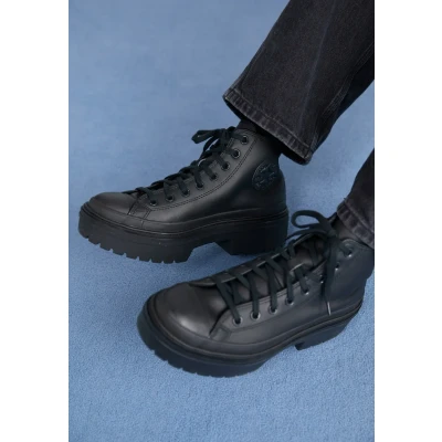 Image of Converse Chuck Taylor ALL STAR Lugged HEEL Platform Hightop trainers, Women&#039;s, Size: 3, Black Leather