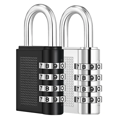 Image of ZHEGE Combination Padlock, 4 Digit Code Padlock for Gym Locker, Weatherproof Padlocks with Outdoor Fence, Gate, Sheds, Garage Door, Number (2 Pack, Black and Sliver)