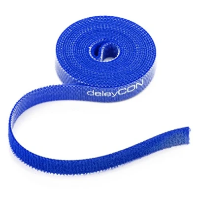 Image of deleyCON Velcro Cable Roll with Wide Management 2 metres Blue