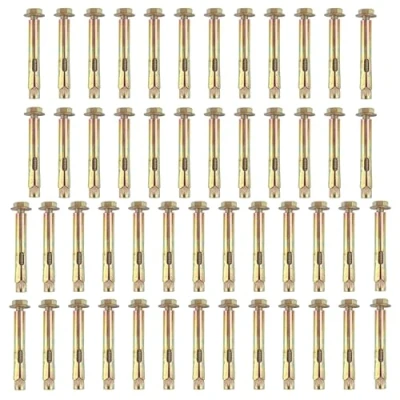 Image of YKUKIZEE 50 Pcs Expansion Screw Bolts, M6 x 8 60 mm Hex Nut Bolt Sleeve Anchors, Heavy Duty Concrete Anchor Bolts Carbon Steel for Masonry Brick Cavity Wall Fixings