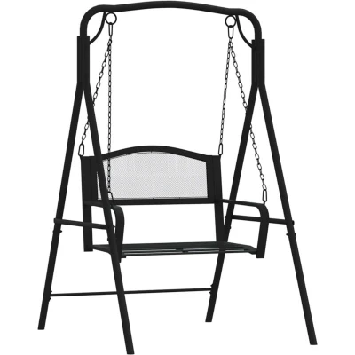 Image of vidaXL Swing Bench 124 cm Black Steel