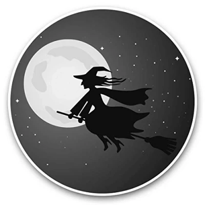 Image of Awesome Vinyl Stickers (Set of 2) 7.5cm (bw) Halloween Wicked Witch Cartoon Fun Decals for Laptops,Tablets,Luggage,Scrap Booking,Fridges #37657