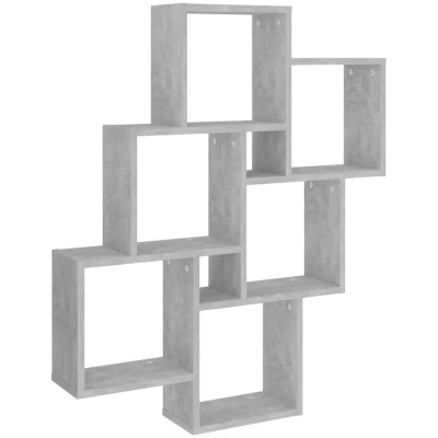 Image of vidaXL Wall Cube Shelf, Modern Style, Engineered Wood, Living Room Bedroom Storage Unit, Concrete Grey, 78x15x93 cm