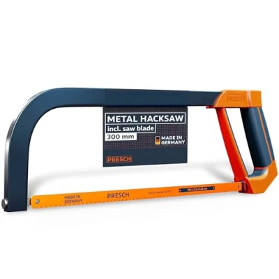 Image of Presch Hacksaw 300mm with BI Metal Saw Blade for Precise Cutting 90 Rotation of The Horizontal &amp; Vertical cuts Ergonomic Handle Including Tension Key Saw, Hand