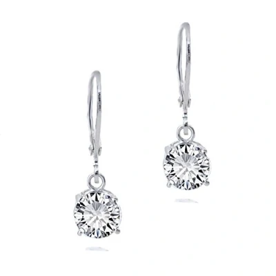 Image of Crystalline Azuria Women 18ct White Gold Plated Round Zirconia Crystals Wedding Dangle Lever back Earrings