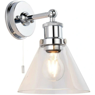 Image of Catanzaro Bathroom Glass Wall Lamp, Chrome Plate, Glass, IP44