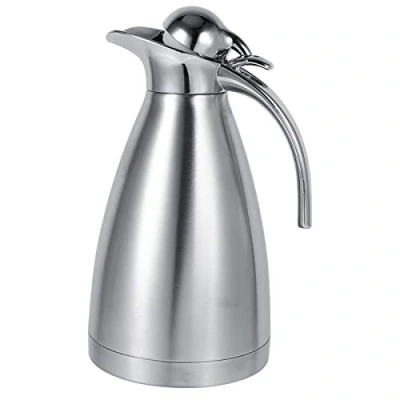 Image of Stainless Steel Coffee Pot Double Wall Vacuum Insulated Thermos Jug Hot Water Bottle Long Time Heat Retention, 1.5/2L, 4 Colors(2L Silver)