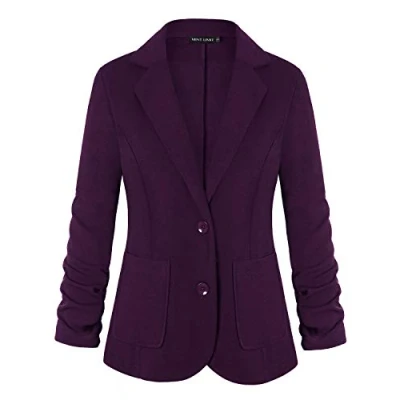 Image of MINTLIMIT Women Casual Work Knit Office Blazer Jacket with Pockets (Purple,Size S)