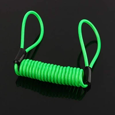 Image of Motorcycle Alarm Spring Reminder Cable, Green Waterproof Disc Lock Security Cable Scooter Bike Motorbike Anti Thief Safe for Brake Disc,