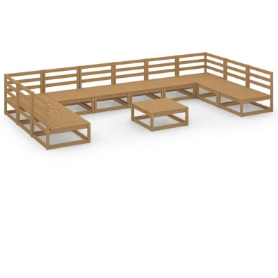 Image of vidaXL 11 Piece Garden Lounge Set Solid Pinewood