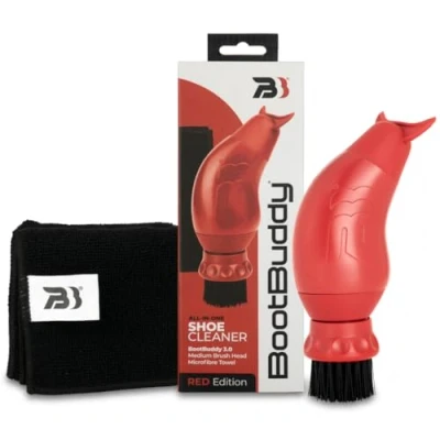 Image of Boot buddy Shoe &amp; Cleaner Brush with Towel, Instantly Cleans Removes Mud Dirt from Football, Rugby Boots, Hiking, Walking, Sports, and Golf Shoes in Minutes!