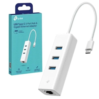 Image of USB Type C 3 Port Hub Gigabit Ethernet Adapter Enhanced Stability and Compatibility Ready to Use (UE330C)