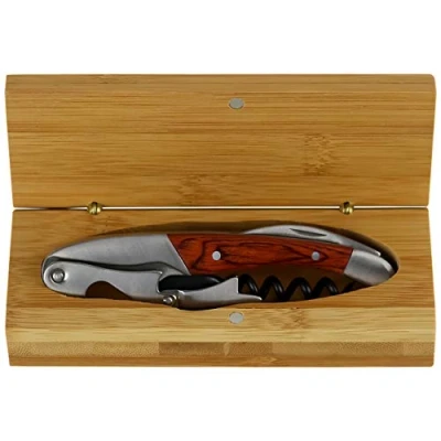 Image of Grunwerg Classic Design Waiter’s Knife in Deluxe Bamboo Presentation Box, Wood, 14 cm x 5.5 3